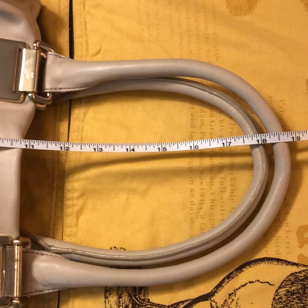 Banana Republic Cream Leather Large Slouchy Hobo Bag with gold colored hardware